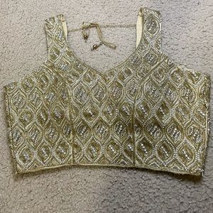 NWOT Backless Gold Stone Indian Blouse
